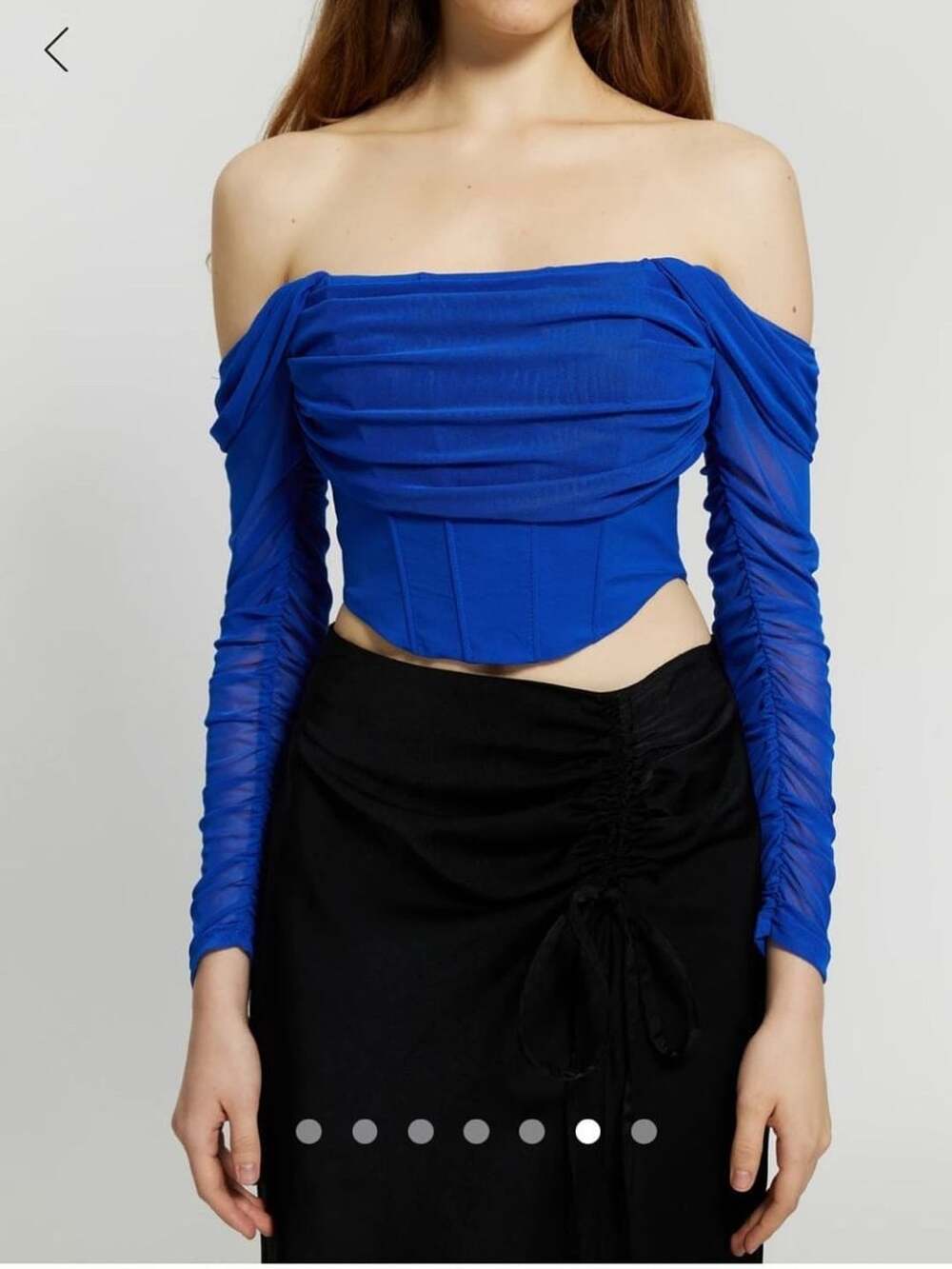 Savana Mesh Corset Off-Shoulder Long Sleeve Top